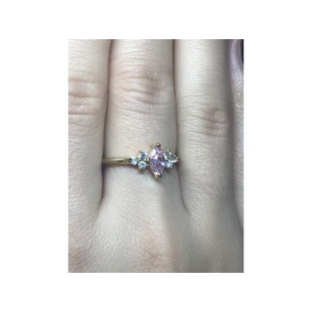 925 Sterling Silver Gold Plated Pink & White CZ Ring Size 8