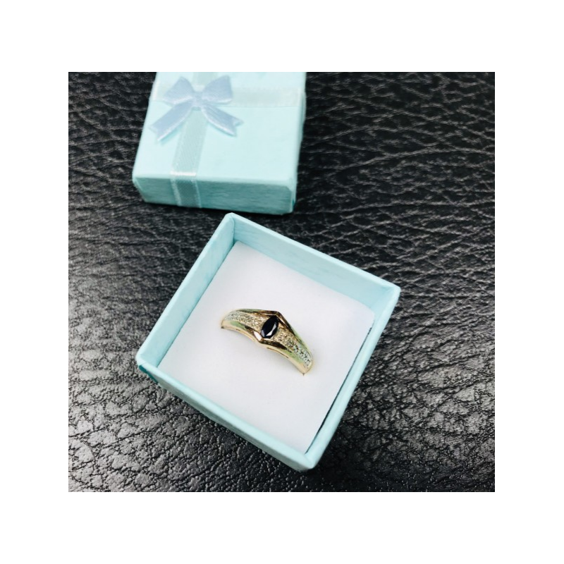 925 Sterling Silver Gold Plated Dark Blue Spinel Ring Size 8