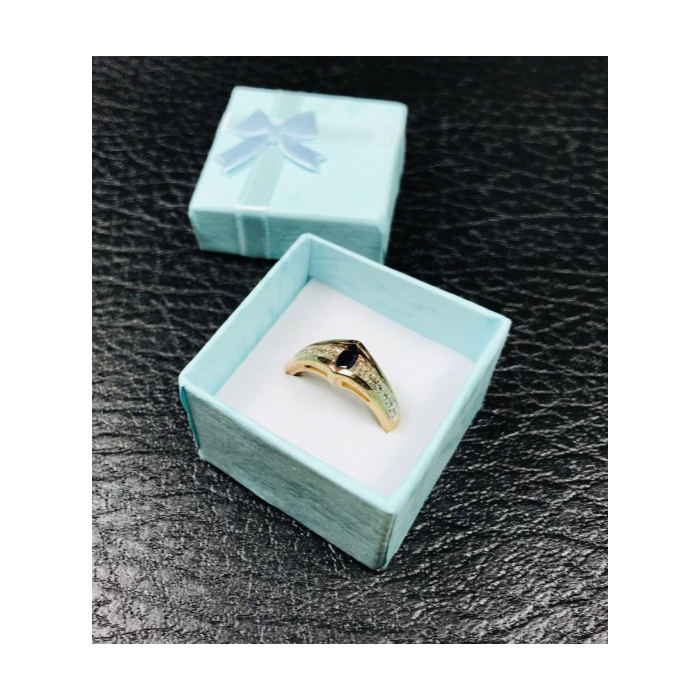 925 Sterling Silver Gold Plated Dark Blue Spinel Ring Size 8