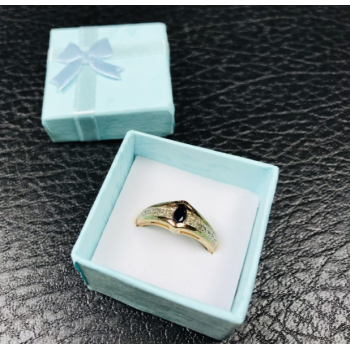 925 Sterling Silver Gold Plated Dark Blue Spinel Ring Size 8