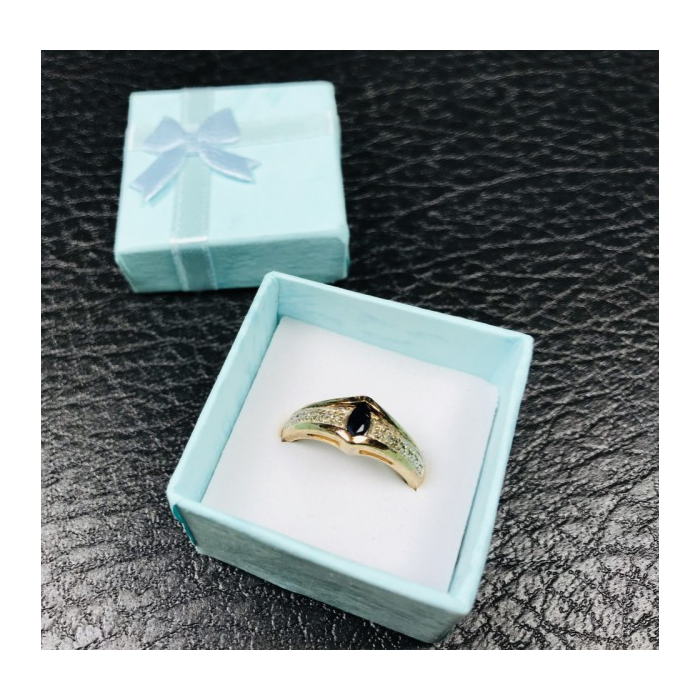 925 Sterling Silver Gold Plated Dark Blue Spinel Ring Size 8