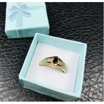 925 Sterling Silver Gold Plated Dark Blue Spinel Ring Size 8