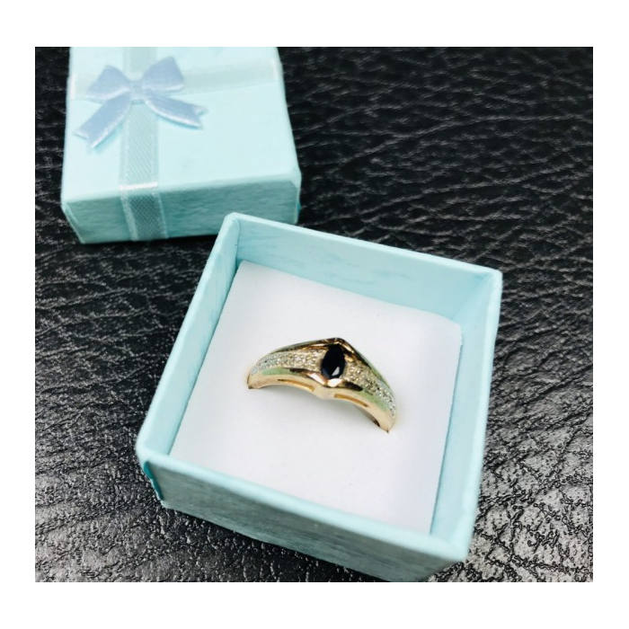 925 Sterling Silver Gold Plated Dark Blue Spinel Ring Size 8