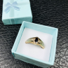 925 Sterling Silver Gold Plated Dark Blue Spinel Ring Size 8