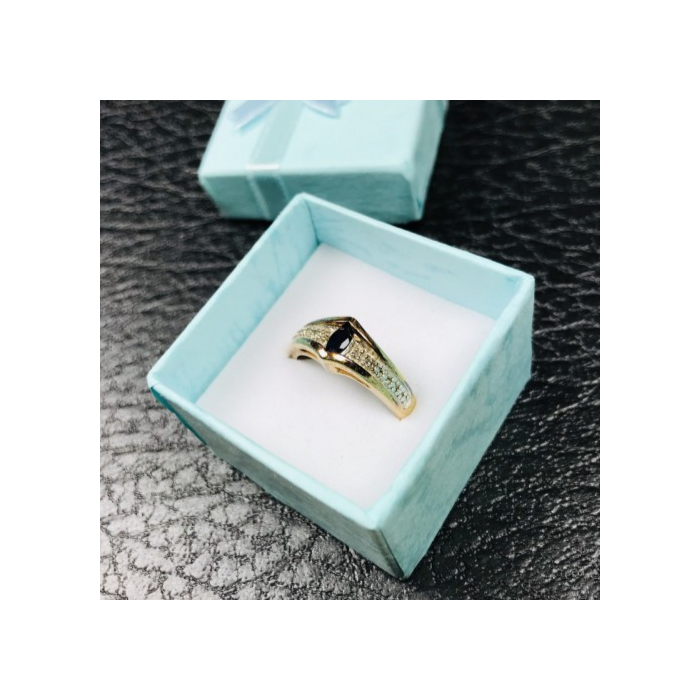 925 Sterling Silver Gold Plated Dark Blue Spinel Ring Size 8