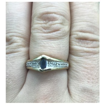 925 Sterling Silver Gold Plated Dark Blue Spinel Ring Size 8