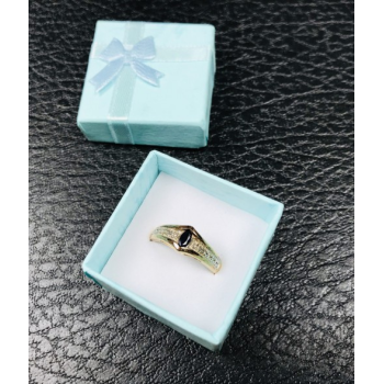 925 Sterling Silver Gold Plated Dark Blue Spinel Ring Size 8