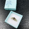 925 Sterling Silver Gold Plated Dark Blue Spinel Ring Size 8