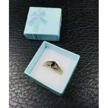 925 Sterling Silver Gold Plated Dark Blue Spinel Ring Size 8