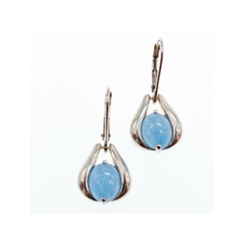 925 Sterling Silver Blue Agate Earrings