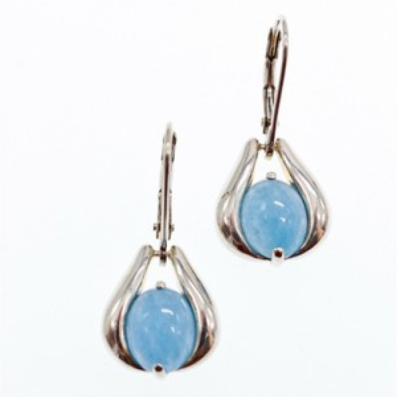 925 Sterling Silver Blue Agate Earrings