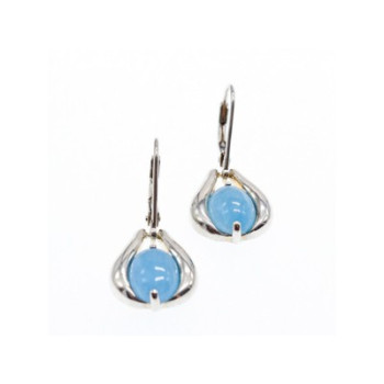 925 Sterling Silver Blue Agate Earrings