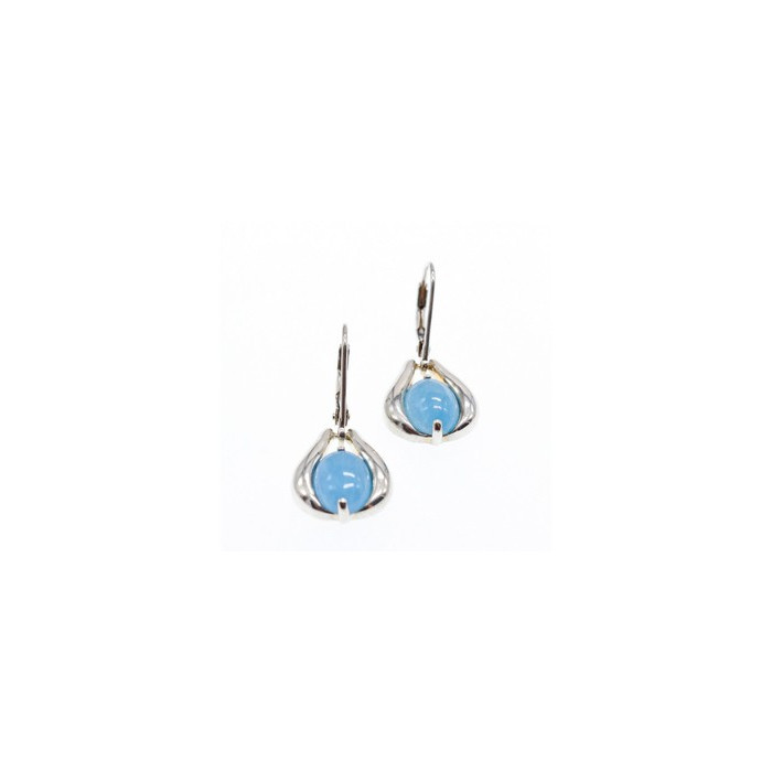 925 Sterling Silver Blue Agate Earrings