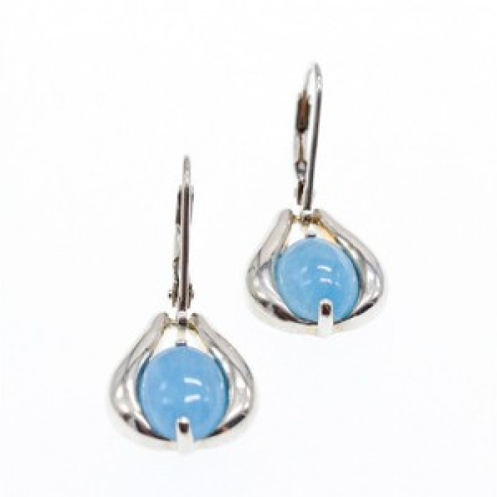 925 Sterling Silver Blue Agate Earrings