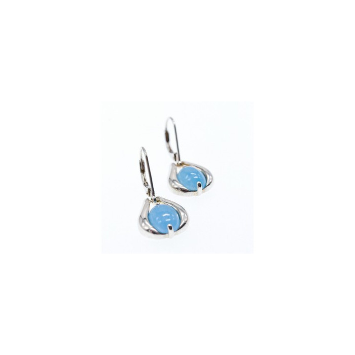 925 Sterling Silver Blue Agate Earrings