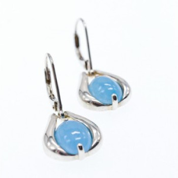 925 Sterling Silver Blue Agate Earrings