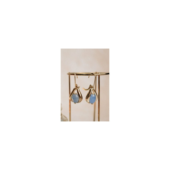 925 Sterling Silver Blue Agate Earrings