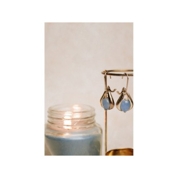 925 Sterling Silver Blue Agate Earrings