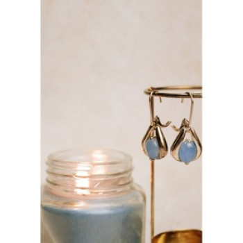 925 Sterling Silver Blue Agate Earrings
