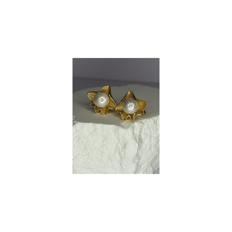 925 STERLING SILVER GOLD PLATED PEARL EARRINGS LENGTH 0.9 INCH