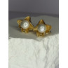 925 STERLING SILVER GOLD PLATED PEARL EARRINGS LENGTH 0.9 INCH
