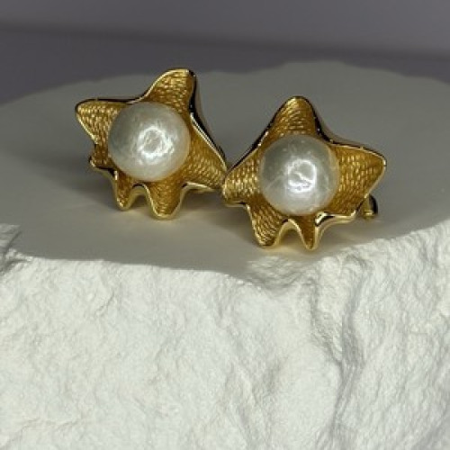 925 STERLING SILVER GOLD PLATED PEARL EARRINGS LENGTH 0.9 INCH