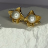 925 STERLING SILVER GOLD PLATED PEARL EARRINGS LENGTH 0.9 INCH
