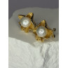 925 STERLING SILVER GOLD PLATED PEARL EARRINGS LENGTH 0.9 INCH