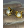 925 STERLING SILVER GOLD PLATED PEARL EARRINGS LENGTH 0.9 INCH