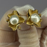 925 STERLING SILVER GOLD PLATED PEARL EARRINGS LENGTH 0.9 INCH