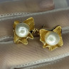 925 STERLING SILVER GOLD PLATED PEARL EARRINGS LENGTH 0.9 INCH