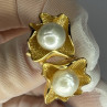 925 STERLING SILVER GOLD PLATED PEARL EARRINGS LENGTH 0.9 INCH