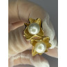925 STERLING SILVER GOLD PLATED PEARL EARRINGS LENGTH 0.9 INCH