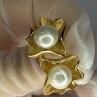 925 STERLING SILVER GOLD PLATED PEARL EARRINGS LENGTH 0.9 INCH