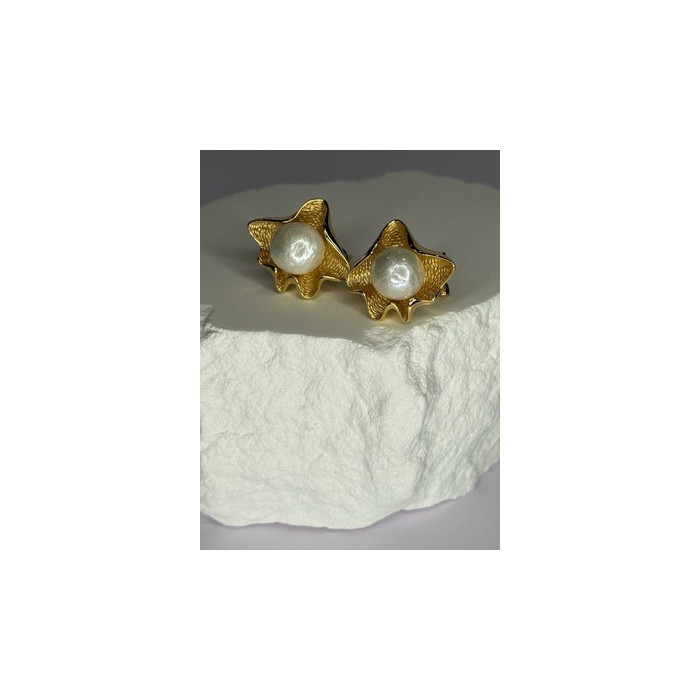 925 STERLING SILVER GOLD PLATED PEARL EARRINGS LENGTH 0.9 INCH