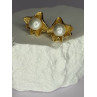 925 STERLING SILVER GOLD PLATED PEARL EARRINGS LENGTH 0.9 INCH