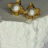 925 STERLING SILVER GOLD PLATED PEARL EARRINGS LENGTH 0.9 INCH