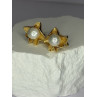 925 STERLING SILVER GOLD PLATED PEARL EARRINGS LENGTH 0.9 INCH