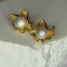 925 STERLING SILVER GOLD PLATED PEARL EARRINGS LENGTH 0.9 INCH