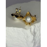 925 STERLING SILVER GOLD PLATED PEARL EARRINGS LENGTH 0.9 INCH