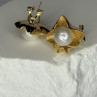 925 STERLING SILVER GOLD PLATED PEARL EARRINGS LENGTH 0.9 INCH