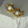 925 STERLING SILVER GOLD PLATED PEARL EARRINGS LENGTH 0.9 INCH