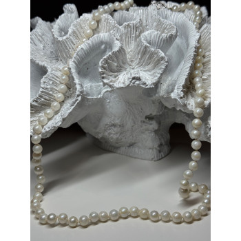 14K WHITE GOLD PEARL NECKLACE LENGTH 23 INCH