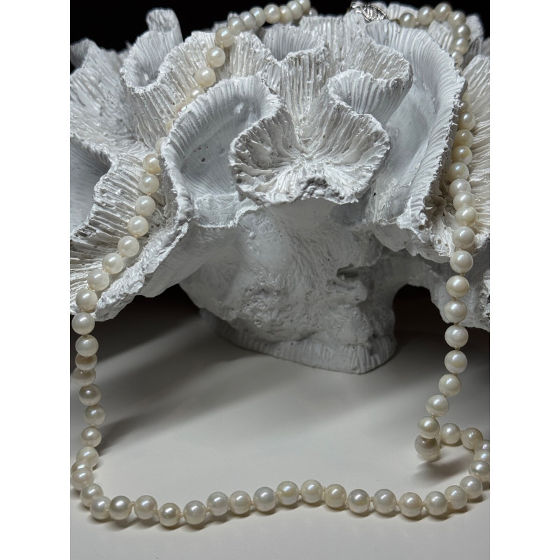 14K WHITE GOLD PEARL NECKLACE LENGTH 23 INCH