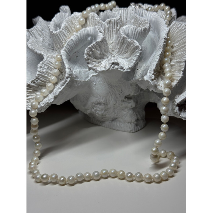 14K WHITE GOLD PEARL NECKLACE LENGTH 23 INCH