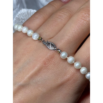 14K WHITE GOLD PEARL NECKLACE LENGTH 23 INCH