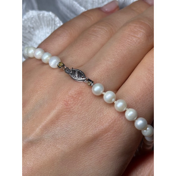 14K WHITE GOLD PEARL NECKLACE LENGTH 23 INCH