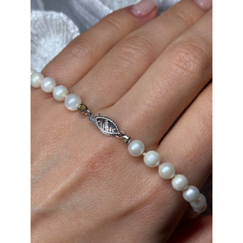 14K WHITE GOLD PEARL NECKLACE LENGTH 23 INCH