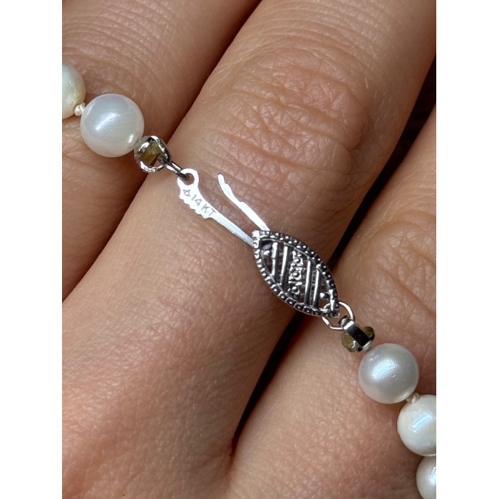 14K WHITE GOLD PEARL NECKLACE LENGTH 23 INCH