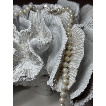 14K WHITE GOLD PEARL NECKLACE LENGTH 23 INCH